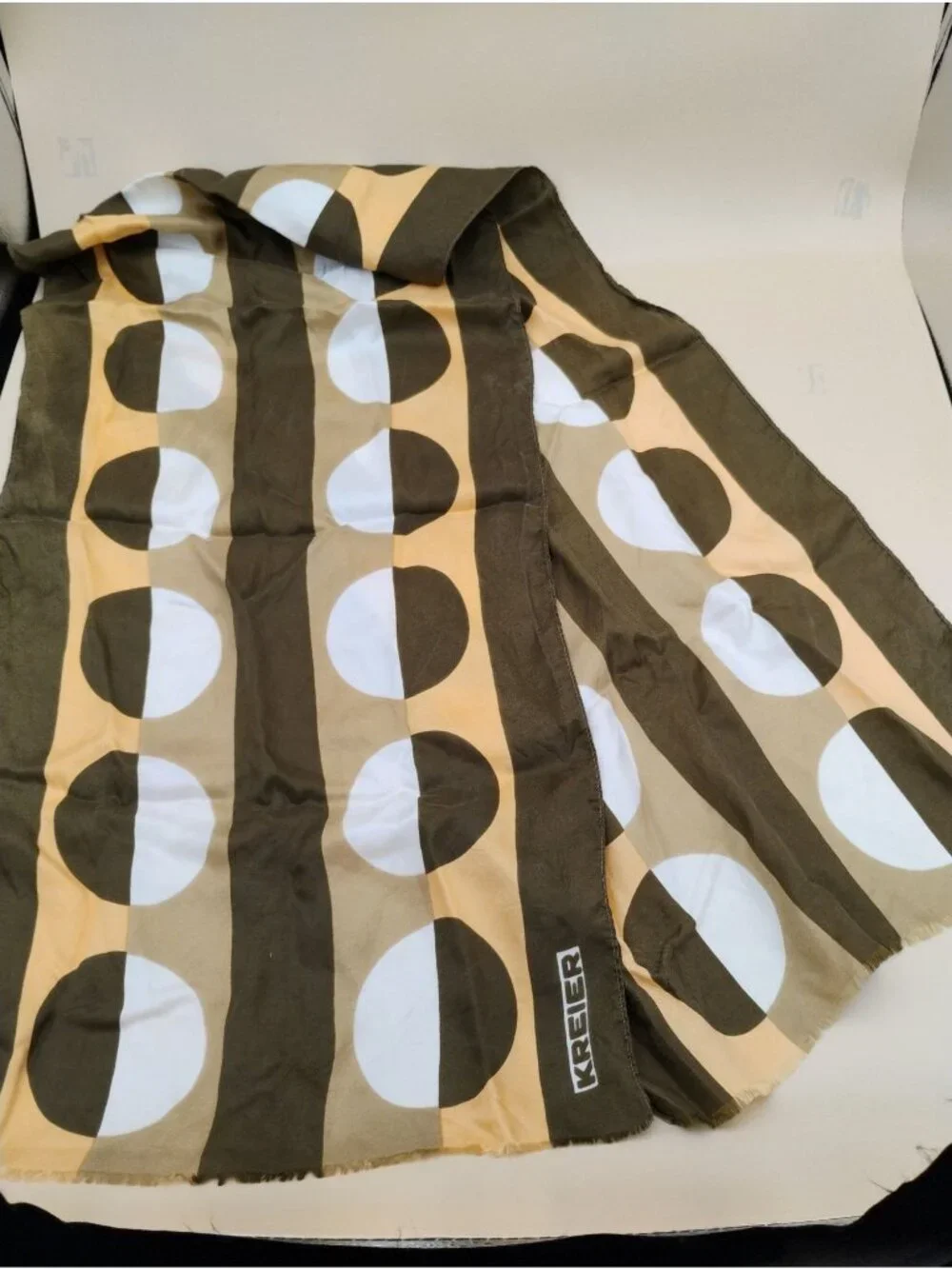 Vintage Kreier & J Wilson Geometric Scarves Orange Brown Retro Midcentury MCM